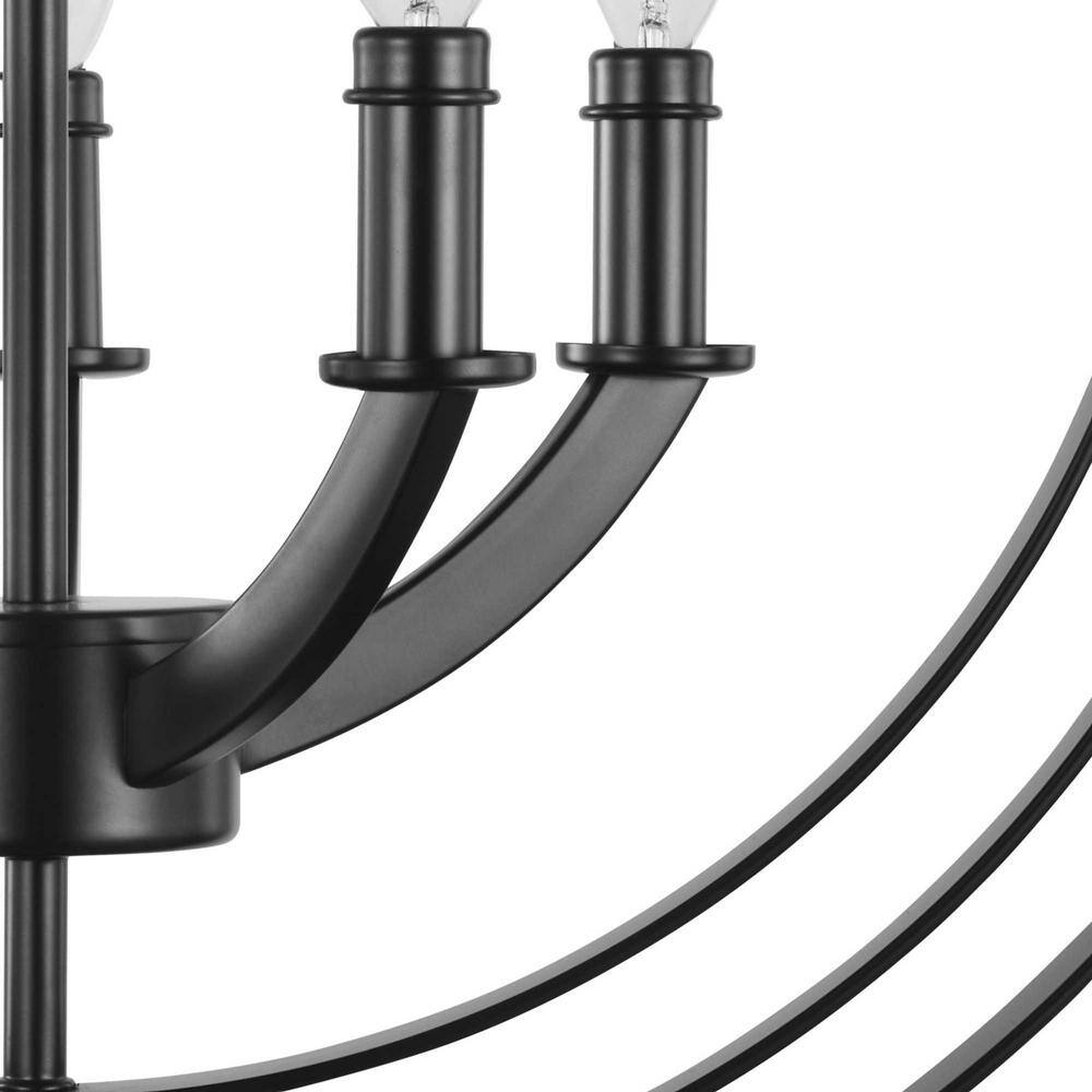 Equinox Matte Black 5-Light Chandelier Pendant with Glass Accents