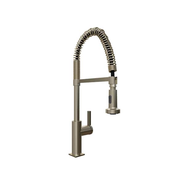 NewAge Products Single-Handle Double Action Commercial Coiled Pull-Down Sprayer Kitchen Faucet in Brushed Nickel