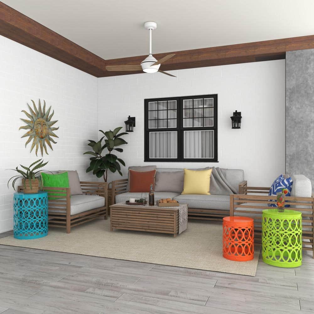 Set of 3 Multicolor Metal Drum Accent Tables
