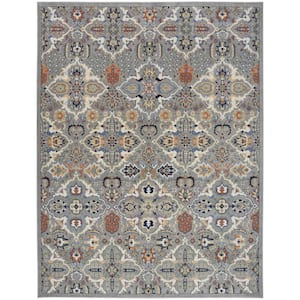 Allur Grey 9 ft. x 12 ft. Abstract Medallion Transitional Area Rug