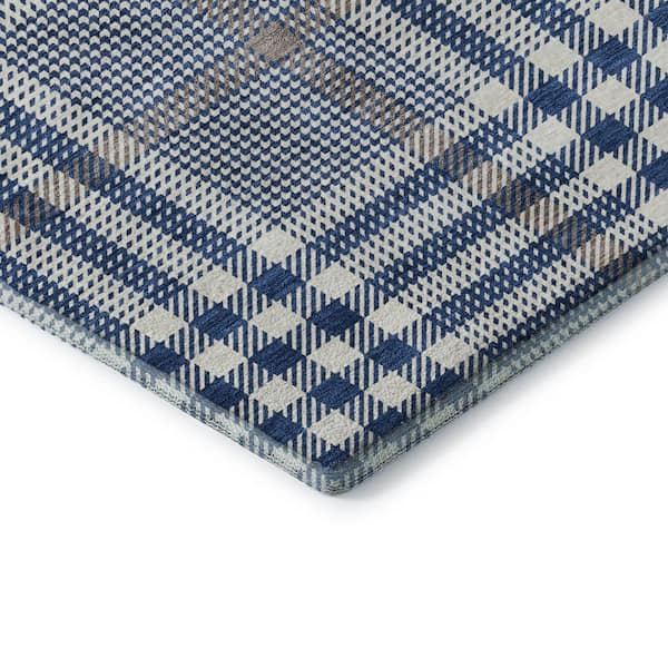 Mayfield Premium Machine Washable Abstract AMF1054 Navy 8 ft. x 10 ft. Area Rug