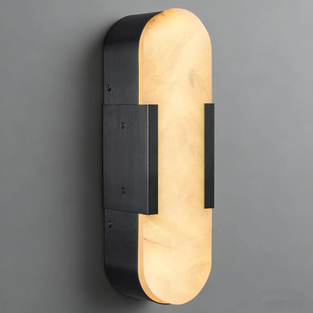 14 in. 1-Light Dimmable Black Integrated LED Bathroom Wall Sconce with Alabaster Shade for Living Room, Bedroom price history on PriceWatchPro