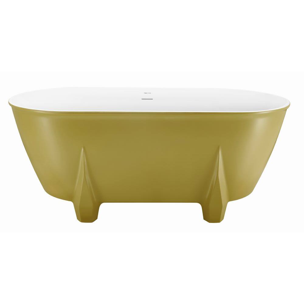59" Acrylic Clawfoot Nonwhirlpool Freestanding Bathtub in Gold Bath