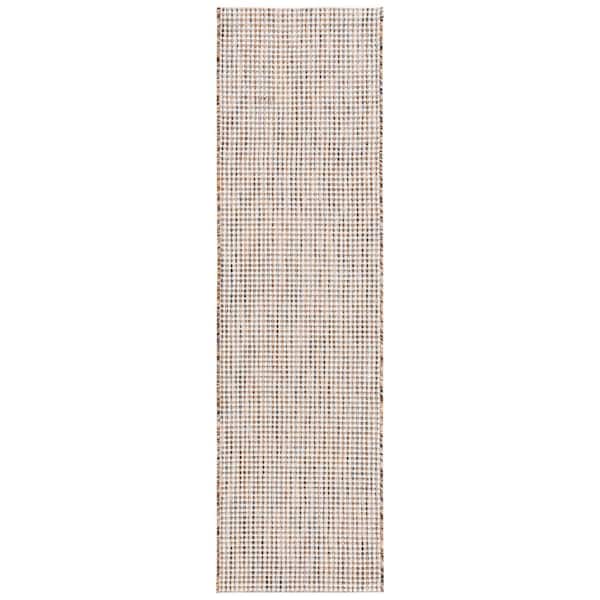 Courtyard 2 ft. x 8 ft. Ivory Gray/Rust Woven Geometric Indoor/Outdoor Runner Rug