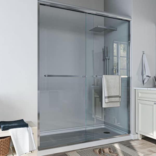 56 to 60 in. W x 58 in. H Sliding Framed Tub Door in Chrome with Clear Glass