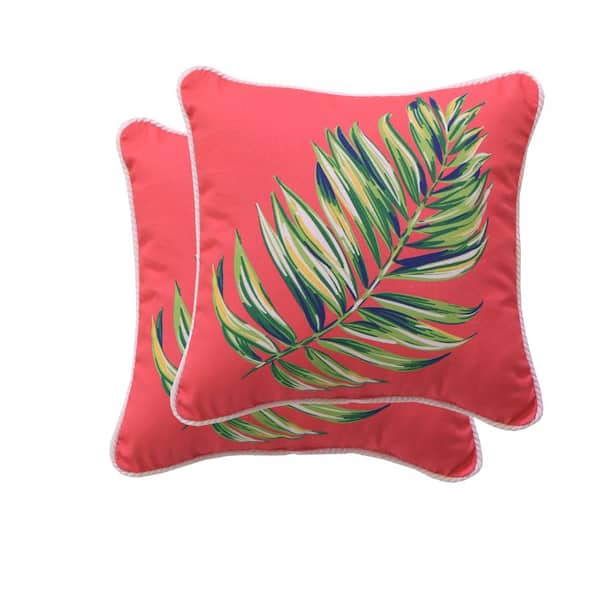 Outdoor Pillows with Insert Green Leaves Patio Accent Throw