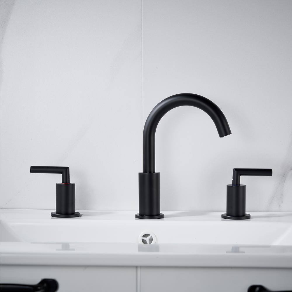 Matte Black Brass 8-inch Widespread Bathroom Faucet