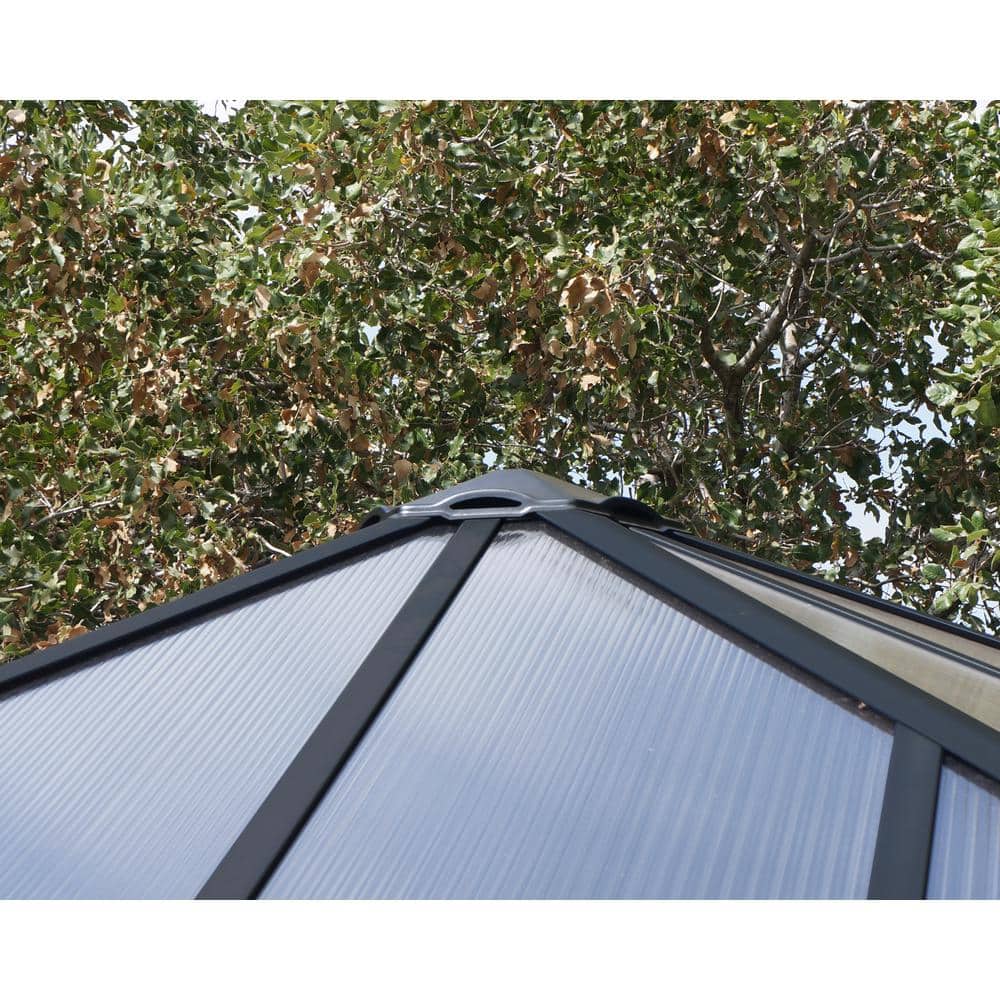 Palermo 10' x 10' Gray Aluminum Gazebo with Bronze Polycarbonate Roof