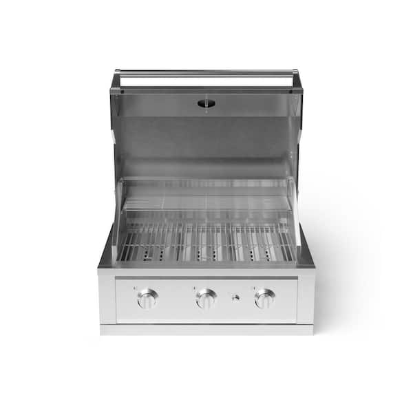 Performance Outdoor Kitchen 3-Burner Built-In Natural Gas Grill in Stainless Steel, 33 in.