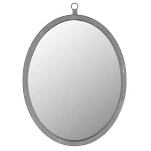 23.62 in. W x 29.92 in. H Oval Framed Gray Mordern Shagreen Decorative Wall Hanging Mirror
