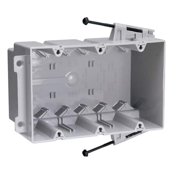 Legrand Pass & Seymour Slater New Work 3 Gang 54 Cu. In. Plastic Screw Mount Steel Stud Box with Quick/Click
