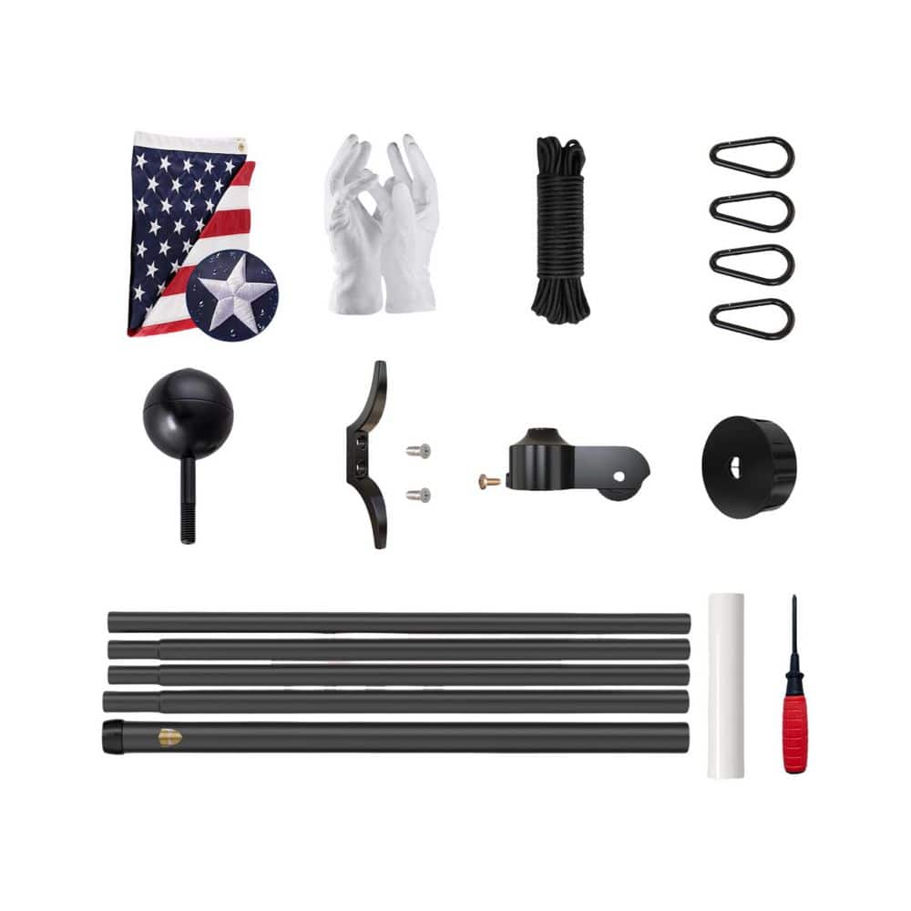 20 ft. Black Heavy Duty Flagpole, Aluminum Flagpole Kit with 5 x 3 USA Flag, Wind-Resistant Sectional Tapered price history on PriceWatchPro