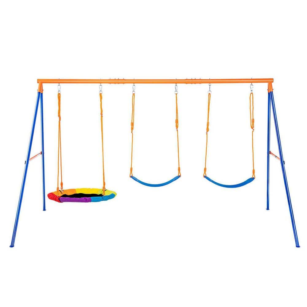 Swing Sets for Backyard 1 Saucer 2 Belt Swing Seats A-Frame Metal Stand price history on PriceWatchPro