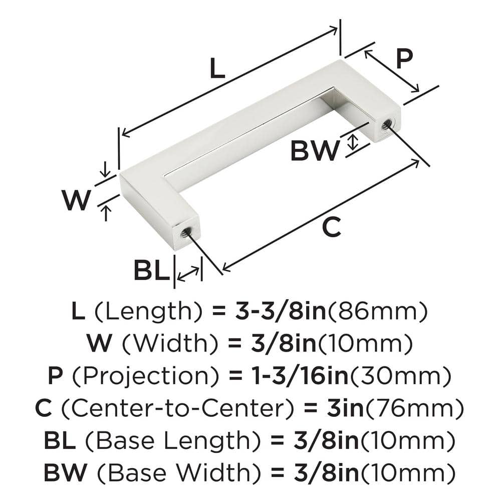 Polished Nickel Modern Rectangular Bar Cabinet Pull with Mounting Hardware