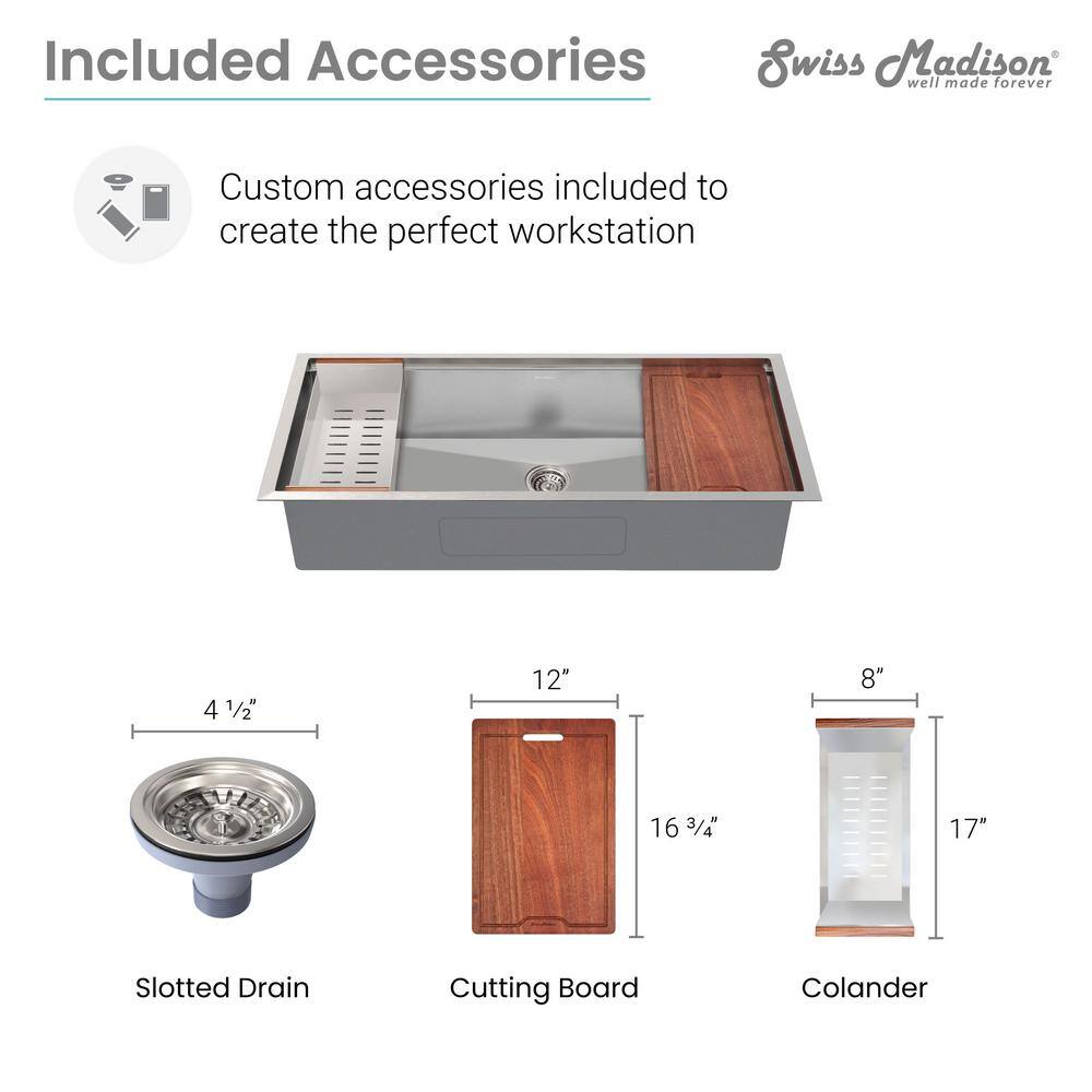 Rivage 45 x 19 Stainless Steel Single Basin Undermount Kitchen Sink