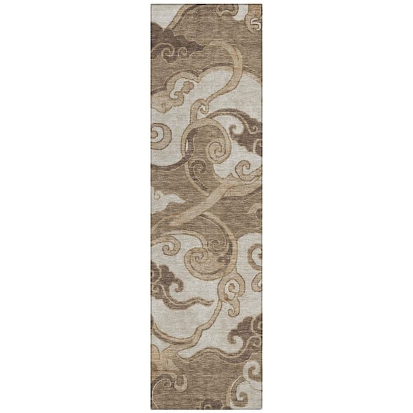 Chantille Machine Washable Indoor/Outdoor Abstract ACN3034 Mocha 2 ft. x 7 ft. Runner Rug