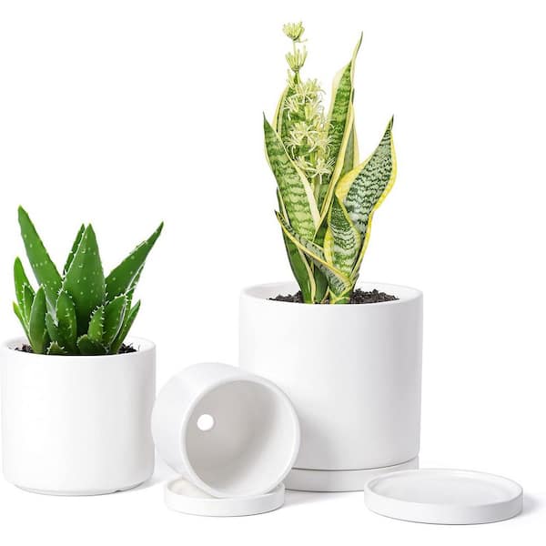 ITOPFOX Scandinavian 6.5 in. L x 6.5 in. W x 6.5 in. H 2.4 qts. White Indoor Ceramic Planter 3 (-Pack)