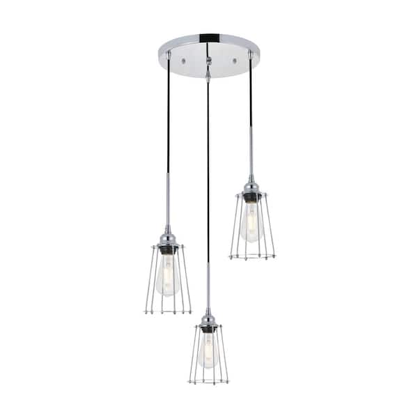 Unbranded Timeless Home 16 in. 3-Light Chrome Pendant Light, Bulbs Not Included