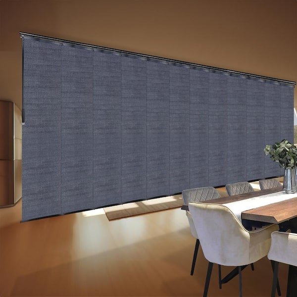 EMOH Midnight Blue 140 in. - 260 in. W x 116 in. L Adjustable 12-Panel Black Double Rail Panel Track with 23.5 in. Slates