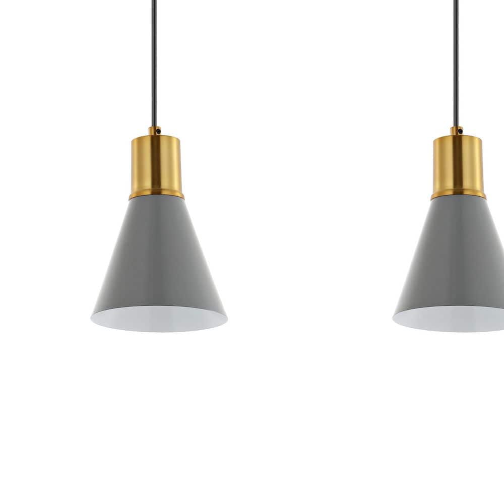 Apollo Adjustable Trio Pendant in Gray/Brass Gold with LED Lights