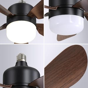 16 in. Indoor Black Socket Ceiling Fan with Light and Remote, LED Light Included