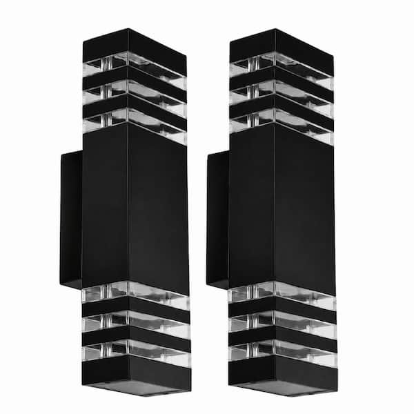 2-Pack 15 Inch Aluminum Integrated LED Wall Pack Light with IP65 Waterproof Rating Day White 4000K Finish