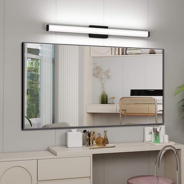 41 in. 1-Light Matte Black LED Bathroom Vanity Light Square Cool White Lighting Fixtures