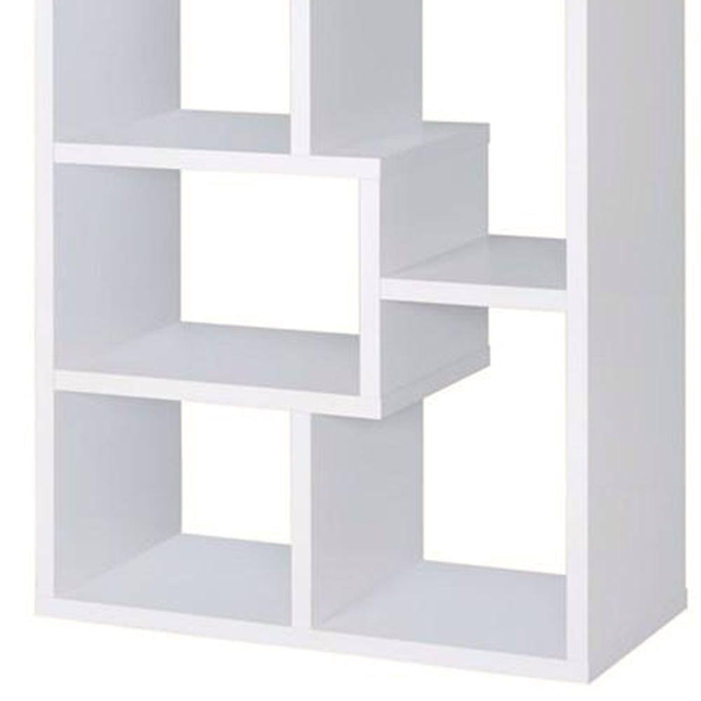 Interlocking Cubes White Wooden Rectangular Bookcase