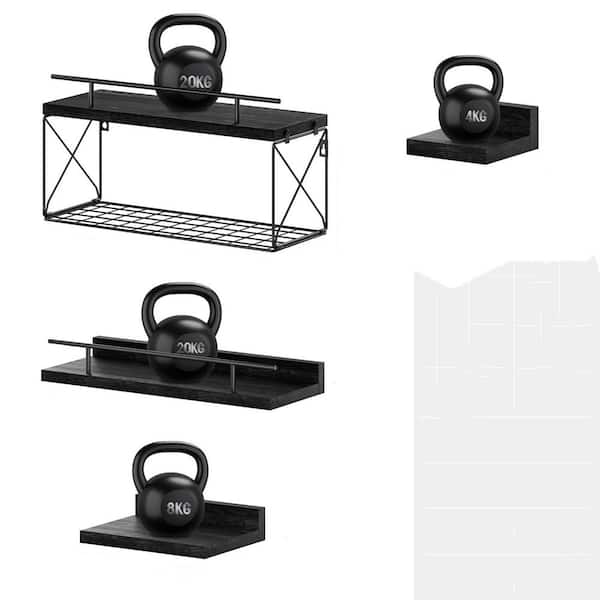 15.7 in. W x 5.9 in. D Black Floating Shelves, Decorative Wall Shelf for Living Room (8-Pack)