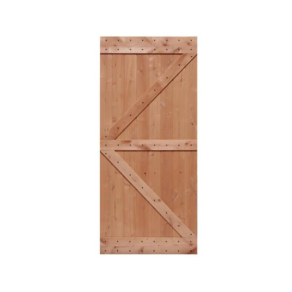 LUBANN 38 in. x 84 in. Ready-to-Assemble British Brace Hardwood Knotty Alder Interior Barn Door Slab