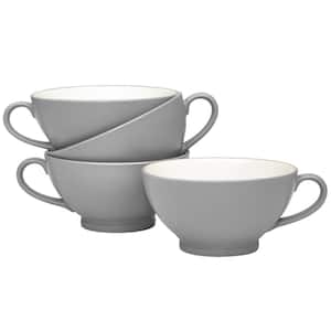 Colorwave Slate 5.5 in., 18 fl. oz. (Gray) Stoneware Handled Bowls, (Set of 4)