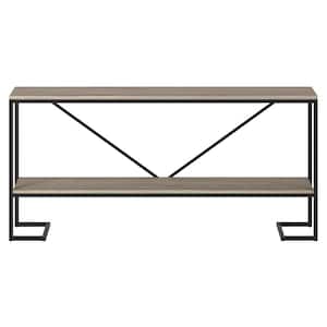 Phoebe 64 in.Blackened Bronze and Antiqued Gray Oak Console Table with MDF Top