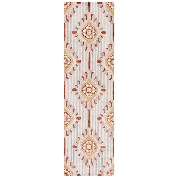 SAFAVIEH Pine 2 ft. x 8 ft. Beige/Gold Geometric Diamonds Runner Rug