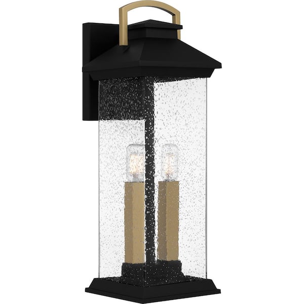 Quoizel Henderson 19 in. Earth Black Hardwired Outdoor Wall Lantern Sconce