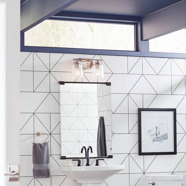 Progress Lighting Inspiration Brushed Nickel Bathroom Vanity Light 2-Light Progress Lighting Inspiration Brushed Nickel Bathroom Vanity Light 2-Light