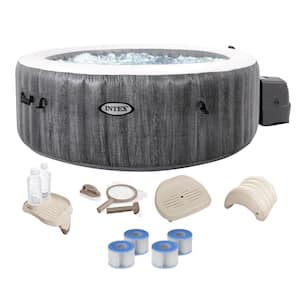 PureSpa Plus 4-Person Inflatable Portable Bubble Jet Spa Hot Tub with Deluxe Bundle