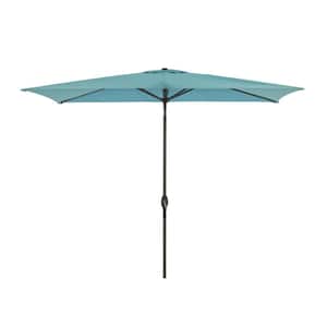 6.5 ft. x 10 ft. Aluminum Pole Market Patio Umbrella in Lake Blue with Push Button Tilt, Crank for PoolDeck and Beaches