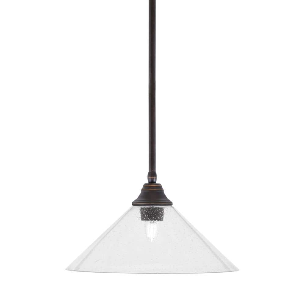 Sparta 100-Watt 1 Light Dark Granite Shaded Pendant Light with 16 in. Clear