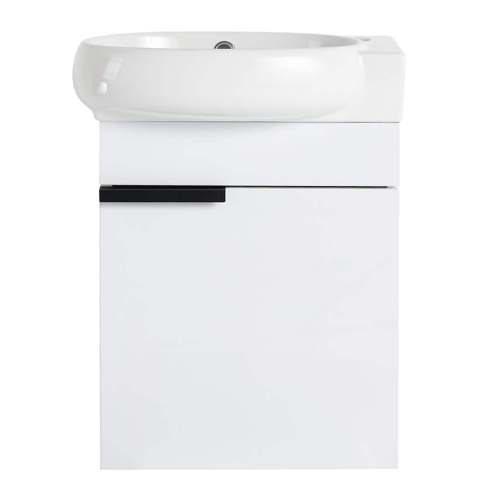 17 in. W x 12 in. D x 21 in. H Single Sink Wall-Mount Bath Vanity in White 