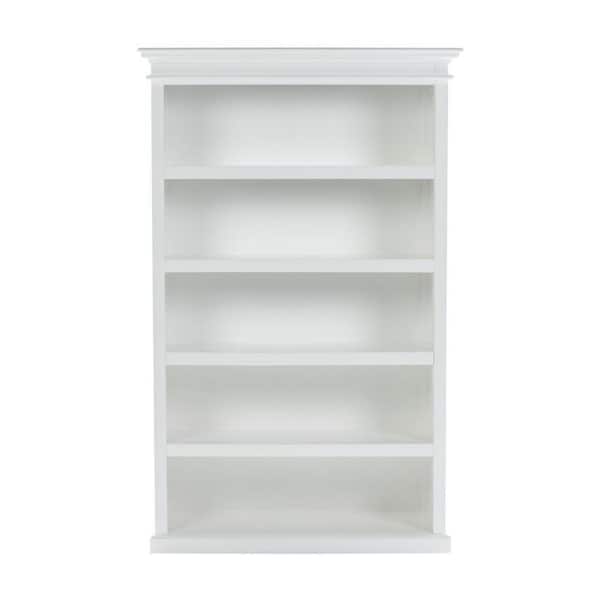 HomeRoots 77.17 in. Tall Antiqued White Wood 5 Shelf Standard Bookcase