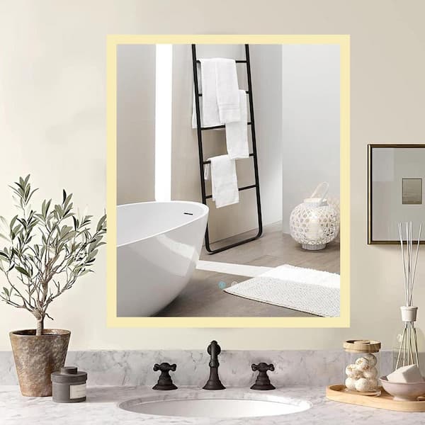 Staykiwi 30 in. W x 36 in. H Rectangular Frameless Anti-Fog LED Wall Bathroom Vanity Mirror in Natural