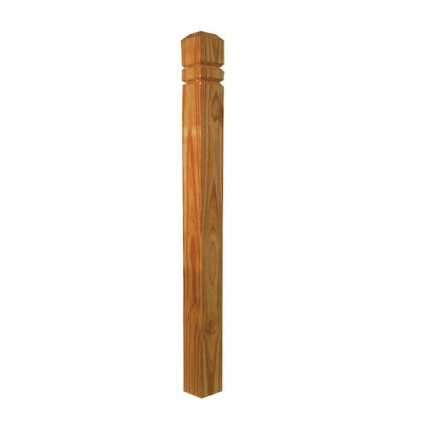 Unbranded 4 in. x 4 in. x 4-1/2 ft. Southern Pine Double V-Groove Cedar-Tone Pressure-Treated Deck Post