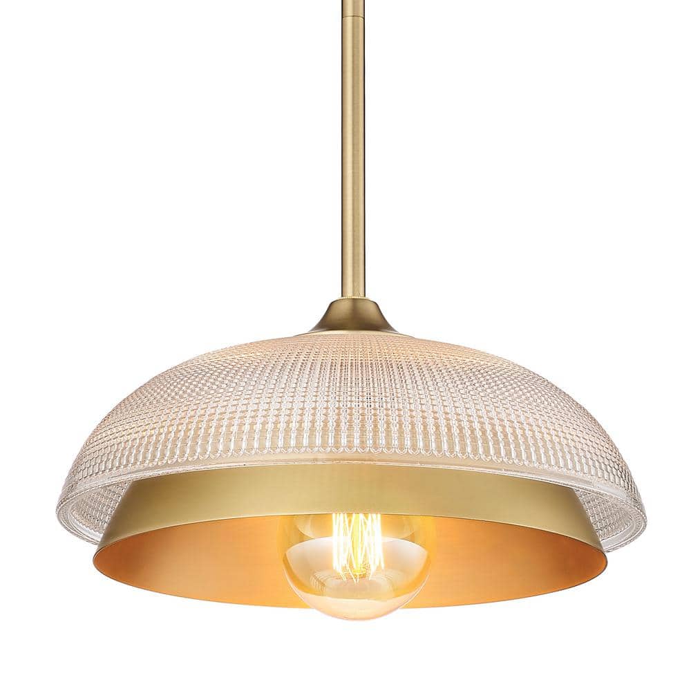 Brushed Champagne Bronze Mini Pendant with Retro Prism Glass