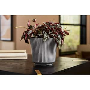 Leeanne 6.7 in. x 6.7 in. D x 5.9 in. H Small Glossy Gray Textured Ceramic Pot