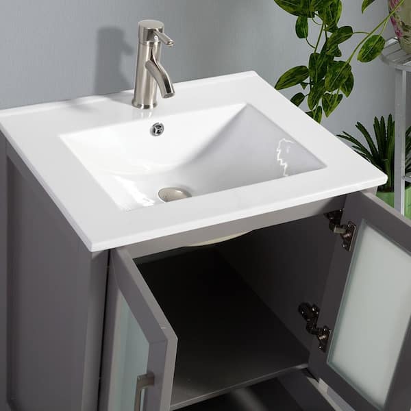 36 Single Bathroom Vanity Set with Ceramic Sink Ebern Designs Base Finish: White