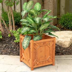 Warwick 16 in. W x 16 in. D x 18 in. H Square Wooden Brown Planter