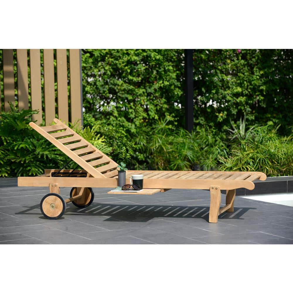 Cairo Light Brown Teak Wood Chaise Lounger Set