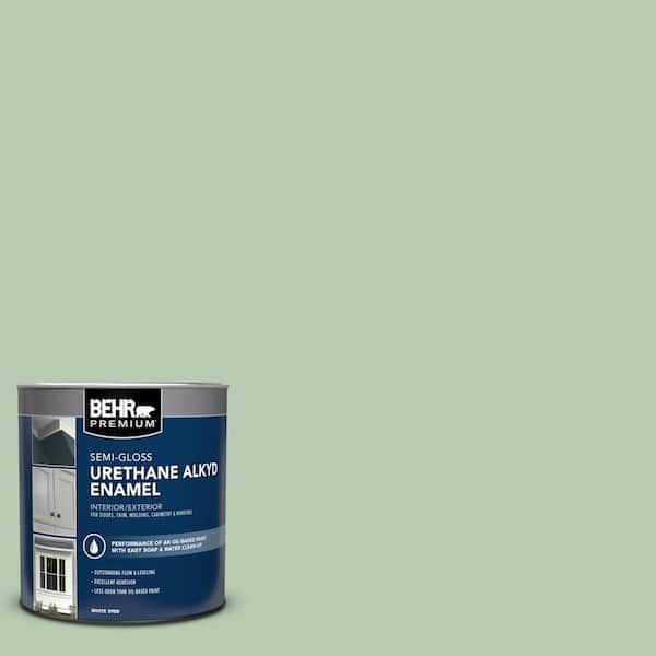 BEHR PREMIUM 1 qt. #S400-3 Healing Aloe Semi-Gloss Enamel Urethane Alkyd Interior/Exterior Paint