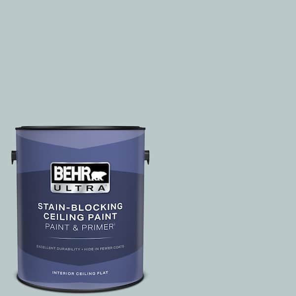 1 gal. #N470-2A Dusted Blue Ceiling Flat Interior Paint with Primer