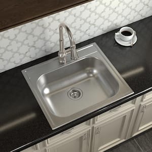 2000 Series Stainless Steel 25 in. 1-Hole Single Bowl Drop-In Kitchen Sink with 7 in. Depth and Rear Drain Hole